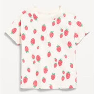 Old Navy Strawberry Print Kids Shirt - Cream and Pink size 4T